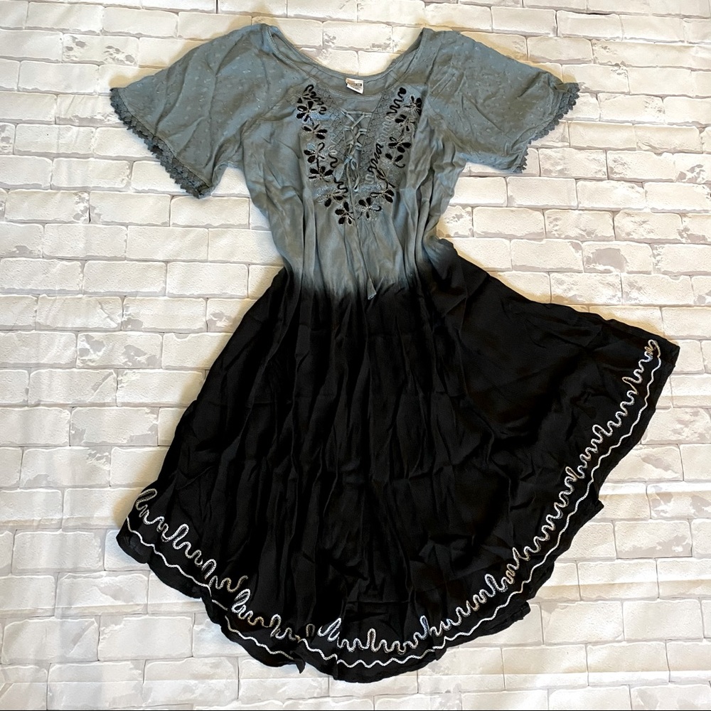 Ombré A line dress black and grey gray one size